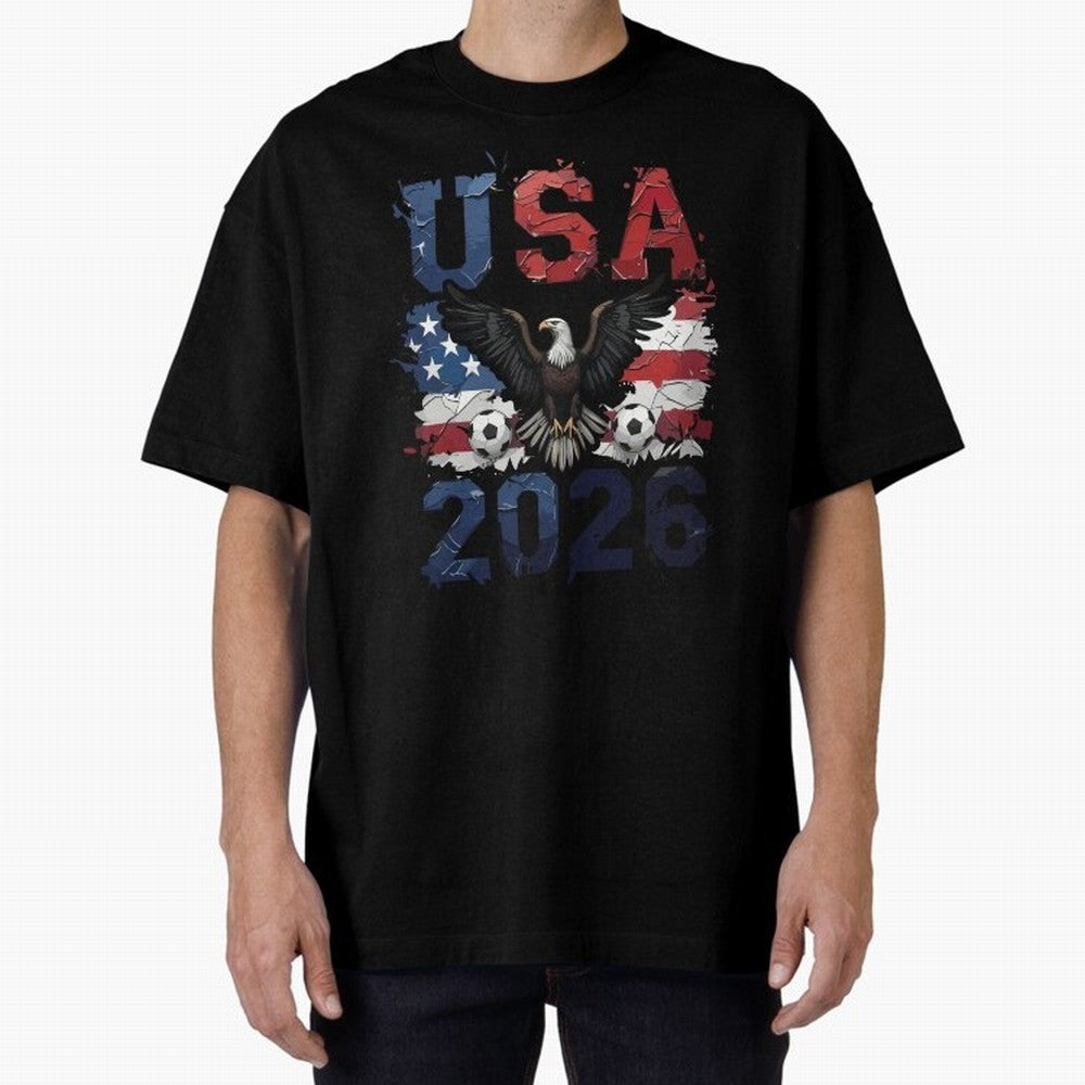 USA 2026 Soccer Eagle - World Cup Football Oversized T-Shirt Celebrate Golden Goal Energy in FIFA World Cup 2026 Spirit, Celebrating Brazil, Neymar, Haaland and Cristiano Ronaldo, Supporter Pride, Iconic Celebrations, Legendary Names and Global