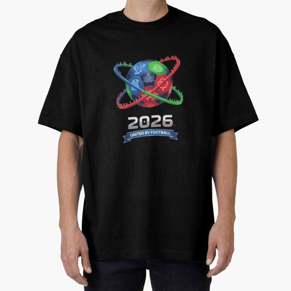 United By Football 2026 Global Connectivity Oversized T-Shirt Feel Match Day Hype around FIFA World Cup 2026 Group Stage, Haaland, Portugal, Spain and Germany, Match Day Excitement, Supporter Culture, Golden Goals and Global Football Passion; Made