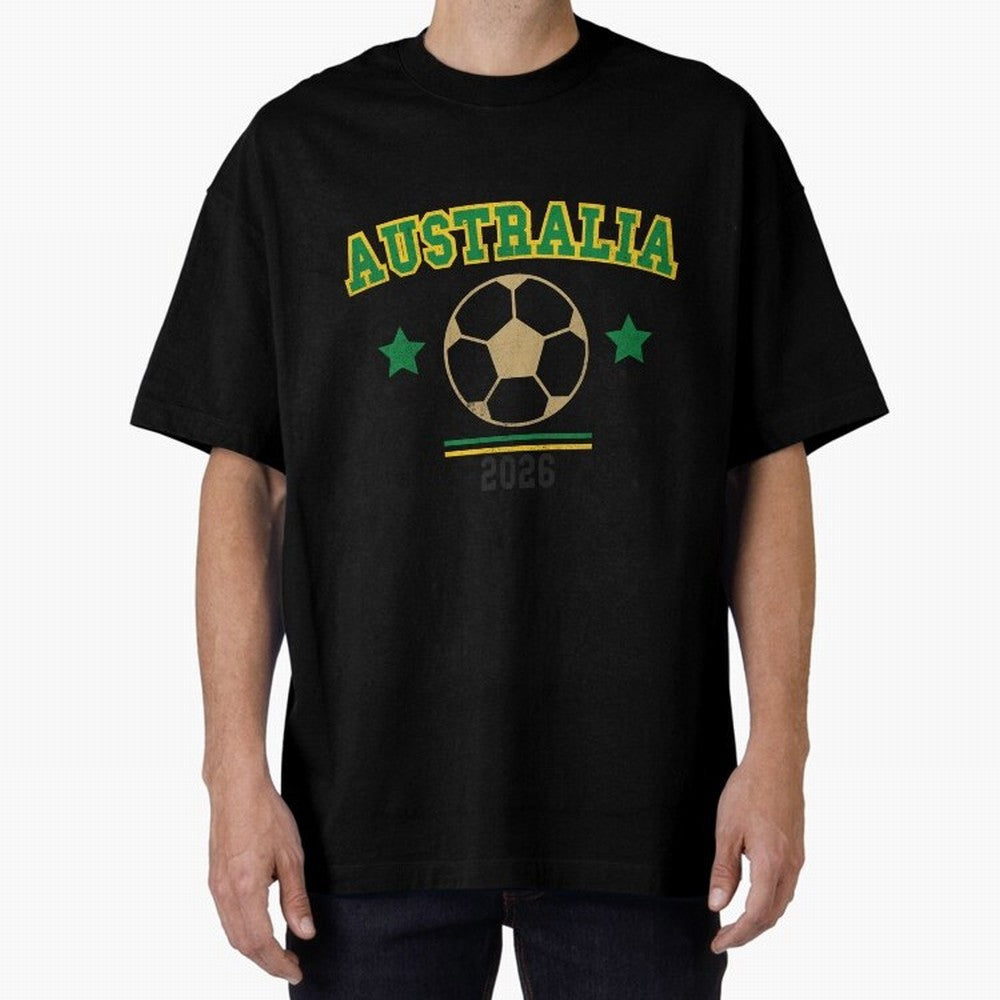 Australia 2026 ¡ª Vintage Soccer Tee Oversized T-Shirt Celebrate the Biggest Stage of FIFA World Cup 2026 USA Canada Mexico Made for Haaland, Argentina Energy, Goal Celebration Energy, Supporter Heritage, Football Icons and Worldwide Tournament
