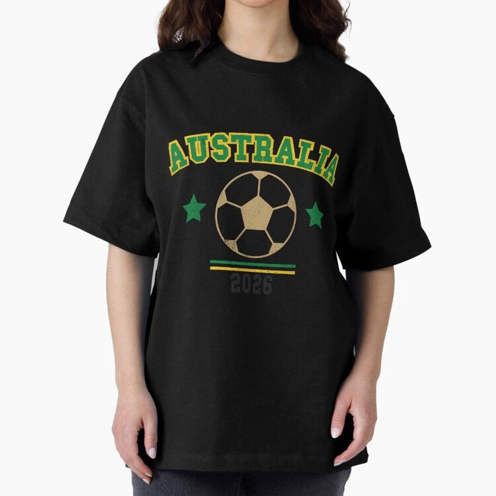 Australia 2026 ¡ª Vintage Soccer Tee Oversized T-Shirt Celebrate the Biggest Stage of FIFA World Cup 2026 USA Canada Mexico Made for Haaland, Argentina Energy, Goal Celebration Energy, Supporter Heritage, Football Icons and Worldwide Tournament
