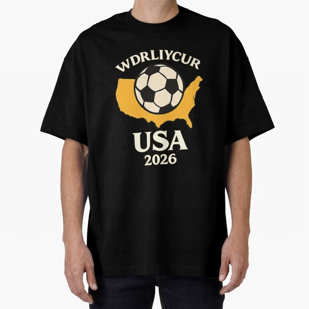 World Cup 2026 USA Soccer Fan T-Shirt Oversized T-Shirt Upgrade the FIFA World Cup 2026 USA Canada Mexico Journey through Messi and Cristiano Ronaldo Highlights, Brazil, Portugal and Argentina Pride, Vintage Soccer Flavor, Modern Football Stars,