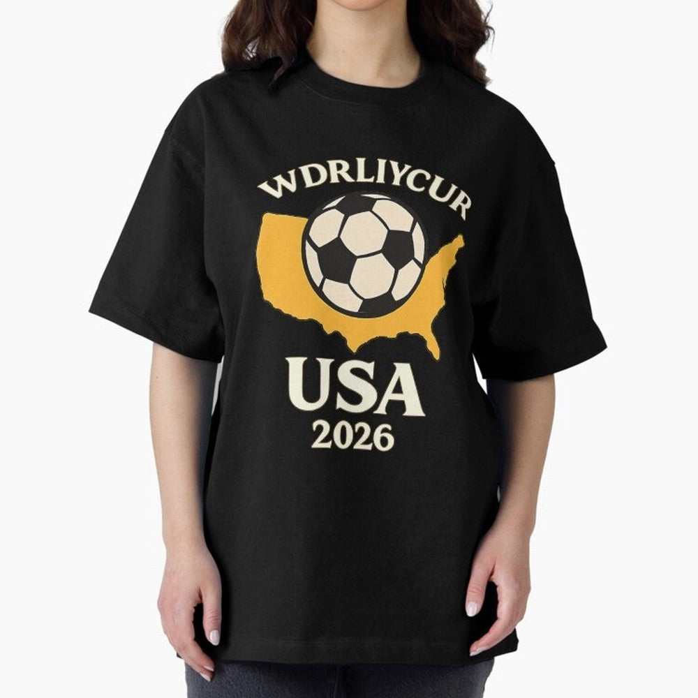 World Cup 2026 USA Soccer Fan T-Shirt Oversized T-Shirt Upgrade the FIFA World Cup 2026 USA Canada Mexico Journey through Messi and Cristiano Ronaldo Highlights, Brazil, Portugal and Argentina Pride, Vintage Soccer Flavor, Modern Football Stars,