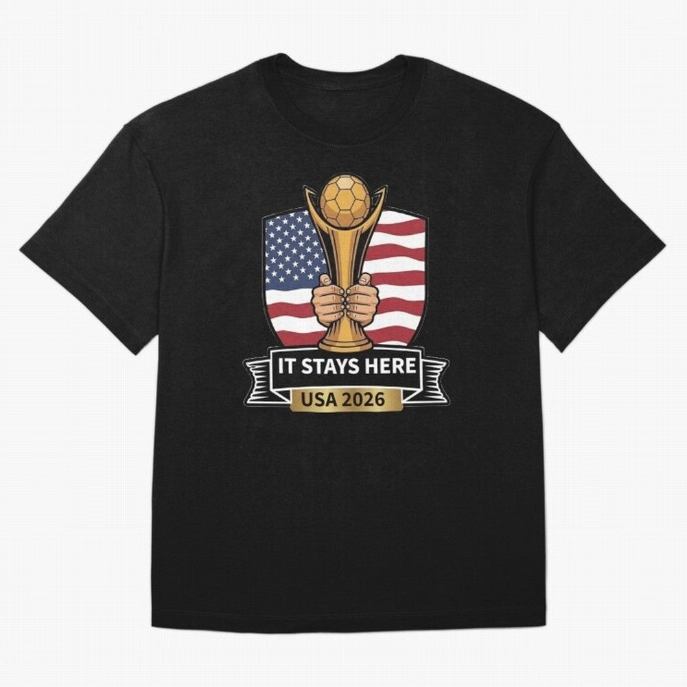 USA 2026 World Cup - It Stays Here Oversized T-Shirt Bring Global Tournament Vibes to the FIFA World Cup 2026 Journey through Haaland and Mbappe Highlights, Germany Pride, Football Festival Excitement, Trophy Ambitions, Country Rivalries and Star