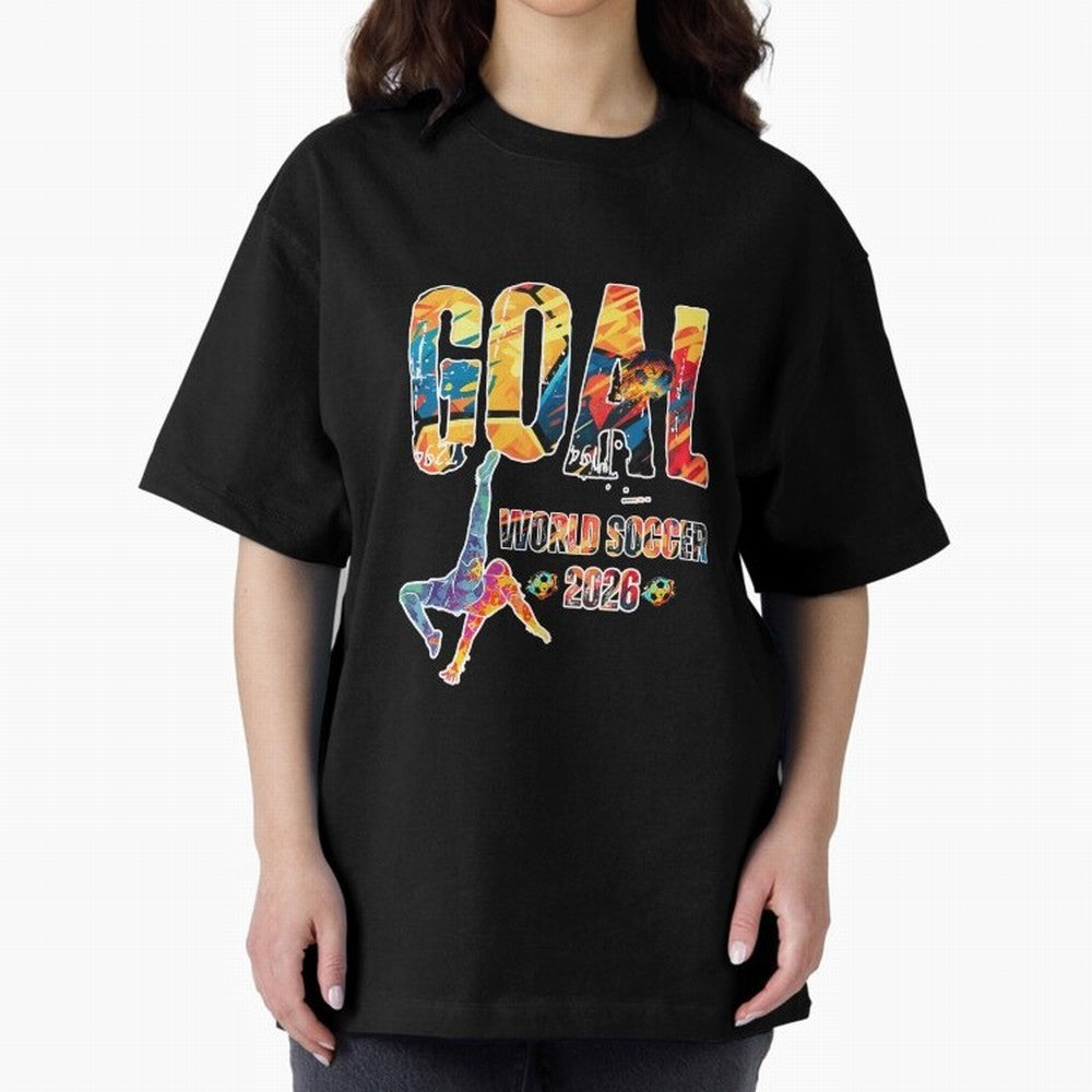 Goal World Soccer Championship 2026 Oversized T-Shirt Carry the Dream of FIFA World Cup 2026 Spirit, Built around England, Haaland, Tournament Hype, Historic Matchups, Family Viewing Parties and Global Sports Pride; Created for Match Day Parties,