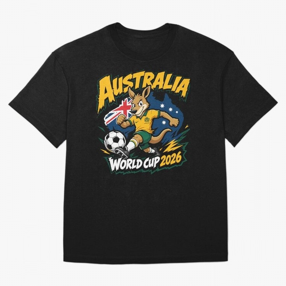 Australia World Cup 2026 Kangaroo Soccer Fan Art Oversized T-Shirt Celebrate the Road through FIFA World Cup 2026 Celebrating Messi, Argentina and Brazil Energy, Stadium Chants, National Pride, Trophy Dreams and Unforgettable Football Memories;