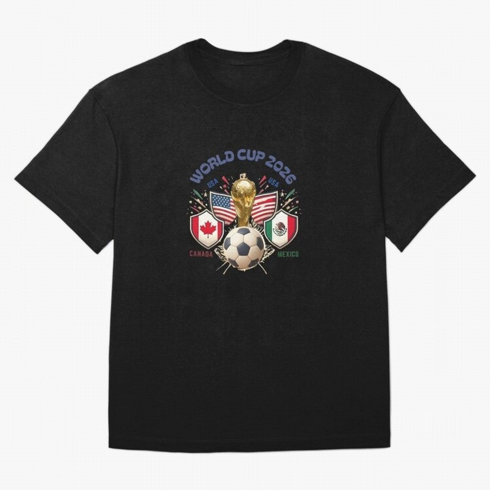 World Cup 2026 Host Nations Crest Oversized T-Shirt Capture Stadium Memories from FIFA World Cup 2026 Group Stage Spirit, Featuring England and Germany, Messi and Cristiano Ronaldo, Football Festival Excitement, Trophy Ambitions, Country Rivalries