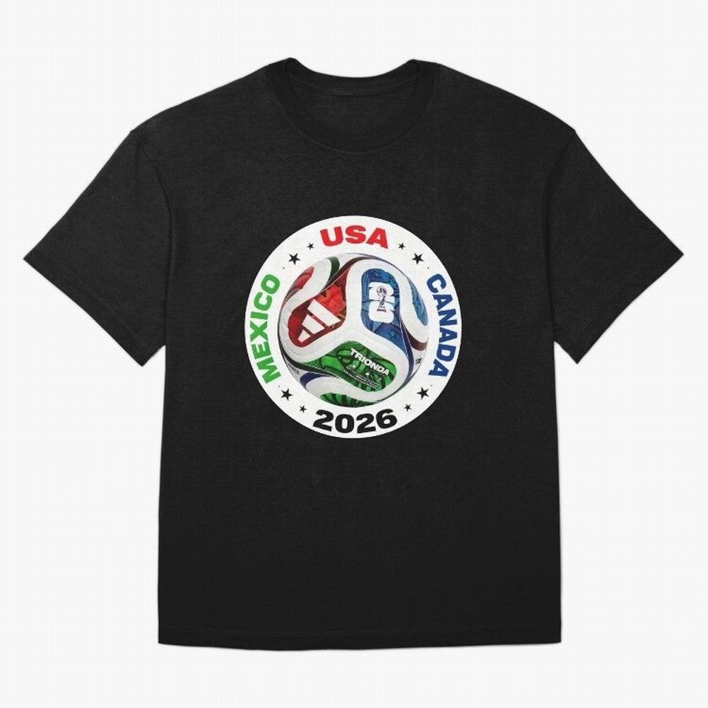 Trionda 26 Soccer Ball - North America 2026 Football Art Oversized T-Shirt Represent Global Football Passion for FIFA World Cup 2026, Highlighting Haaland and Mbappe, Brazil, Portugal and Argentina, Goal Celebration Energy, Supporter Heritage,