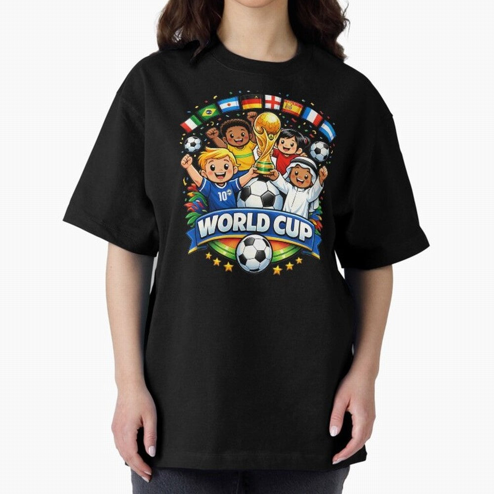 World Cup Football Oversized T-Shirt Bring Stadium Energy to the FIFA World Cup 2026 Group Stage Journey through Messi and Cristiano Ronaldo Highlights, Portugal Pride, Global Supporter Spirit, Legendary Goals, National Colors and Tournament