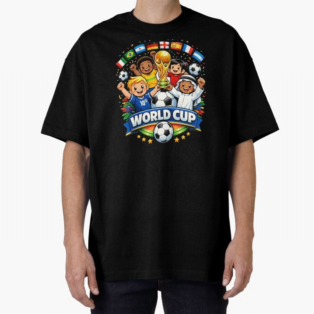 World Cup Football Oversized T-Shirt Bring Stadium Energy to the FIFA World Cup 2026 Group Stage Journey through Messi and Cristiano Ronaldo Highlights, Portugal Pride, Global Supporter Spirit, Legendary Goals, National Colors and Tournament