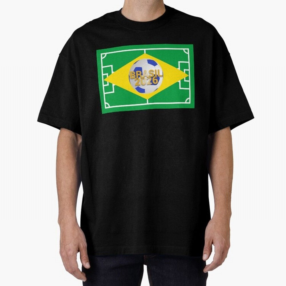 Brazil World Cup 2026 Oversized T-Shirt Celebrate Fan Favorites in FIFA World Cup 2026 USA Canada Mexico for Fans of CR7 and Messi and France, Bringing Goal Celebration Energy, Supporter Heritage, Football Icons and Worldwide Tournament Joy; Made