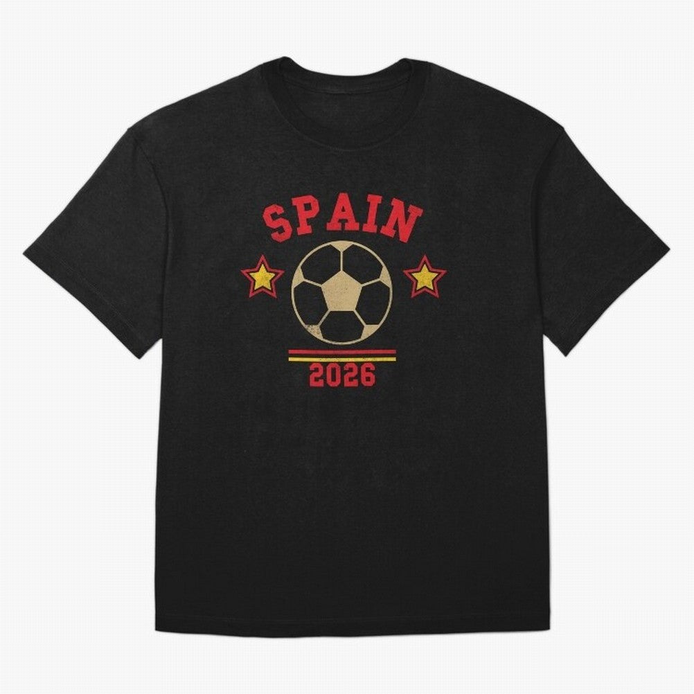 Spain 2026 ¡ª Vintage Soccer Tee Oversized T-Shirt Show Your Love for FIFA World Cup 2026 USA Canada Mexico Made for Mbappe and Neymar, Netherlands Energy, Match Day Excitement, Supporter Culture, Golden Goals and Global Football Passion; Ideal for