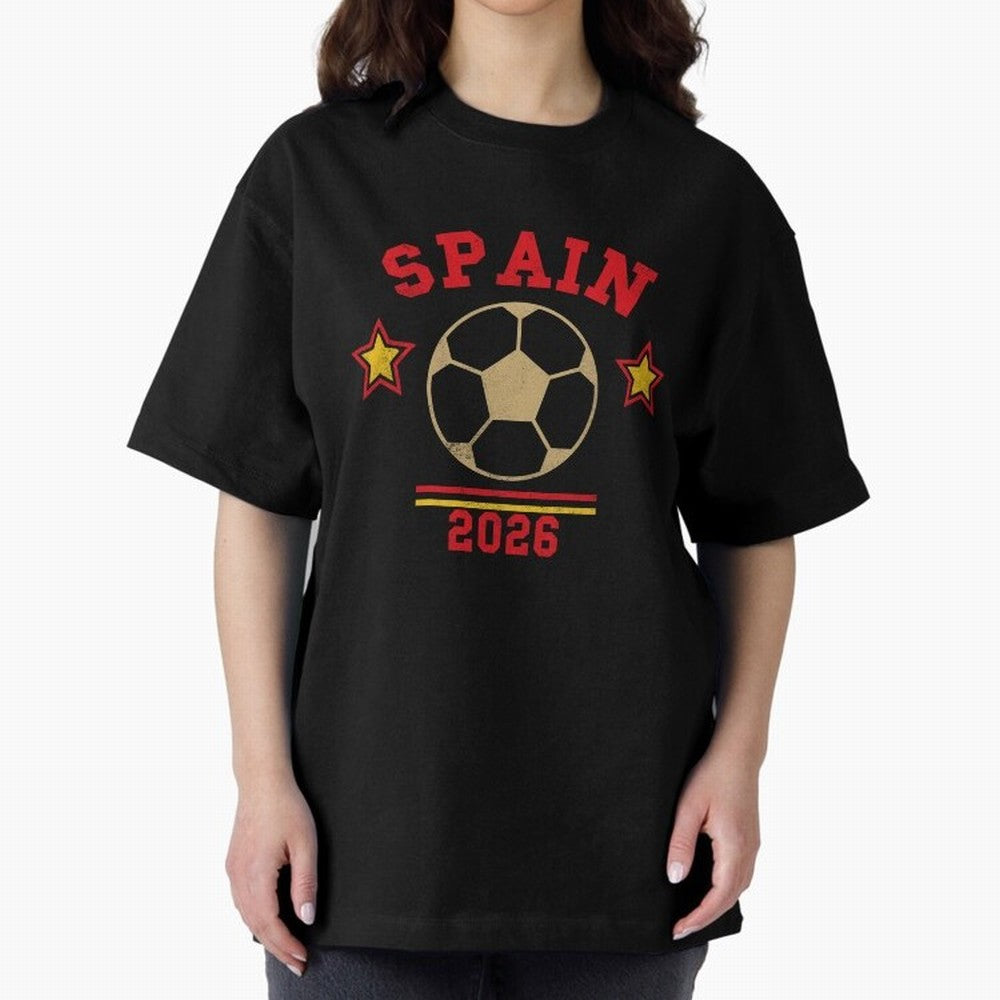 Spain 2026 ¡ª Vintage Soccer Tee Oversized T-Shirt Show Your Love for FIFA World Cup 2026 USA Canada Mexico Made for Mbappe and Neymar, Netherlands Energy, Match Day Excitement, Supporter Culture, Golden Goals and Global Football Passion; Ideal for