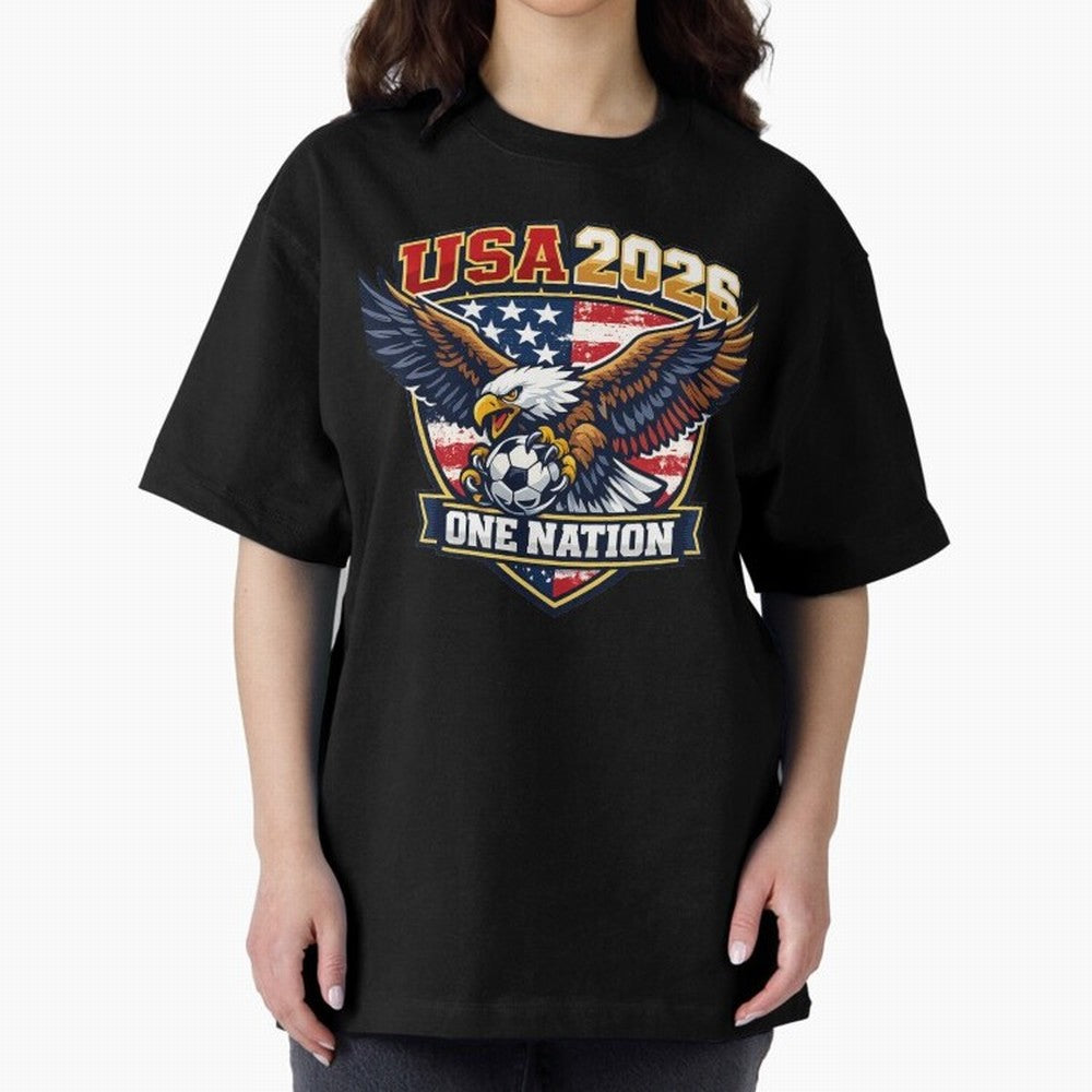 USA Canada Mexico Soccer Cup Oversized T-Shirt Stand Proud for FIFA World Cup 2026 Group Stage Connected to Messi and Cristiano Ronaldo, France and Portugal Energy, Vintage Soccer Flavor, Modern Football Stars, National Flags and Final Night