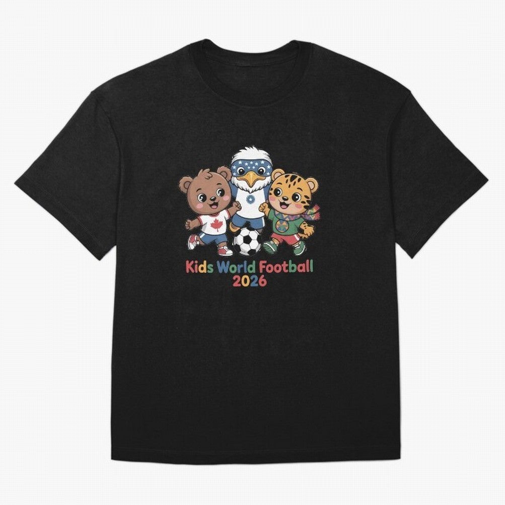 Kids World Football Friends 2026 ¨C Cute Cartoon Soccer Characters for Children Oversized T-Shirt Show Love for Legendary Goals in FIFA World Cup 2026 Inspired by CR7, Brazil, Portugal and Argentina Energy, Match Day Excitement, Supporter Culture,