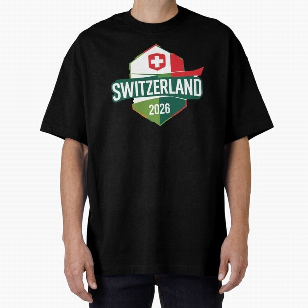 Switzerland WC2026 Oversized T-Shirt Fuel the Hype around Match Day Hype around FIFA World Cup 2026 Group Stage, Haaland and Mbappe, Brazil, Retro Football Energy, Iconic Rivalries, Trophy Chase Drama and Stadium Atmosphere; Perfect for Fans,