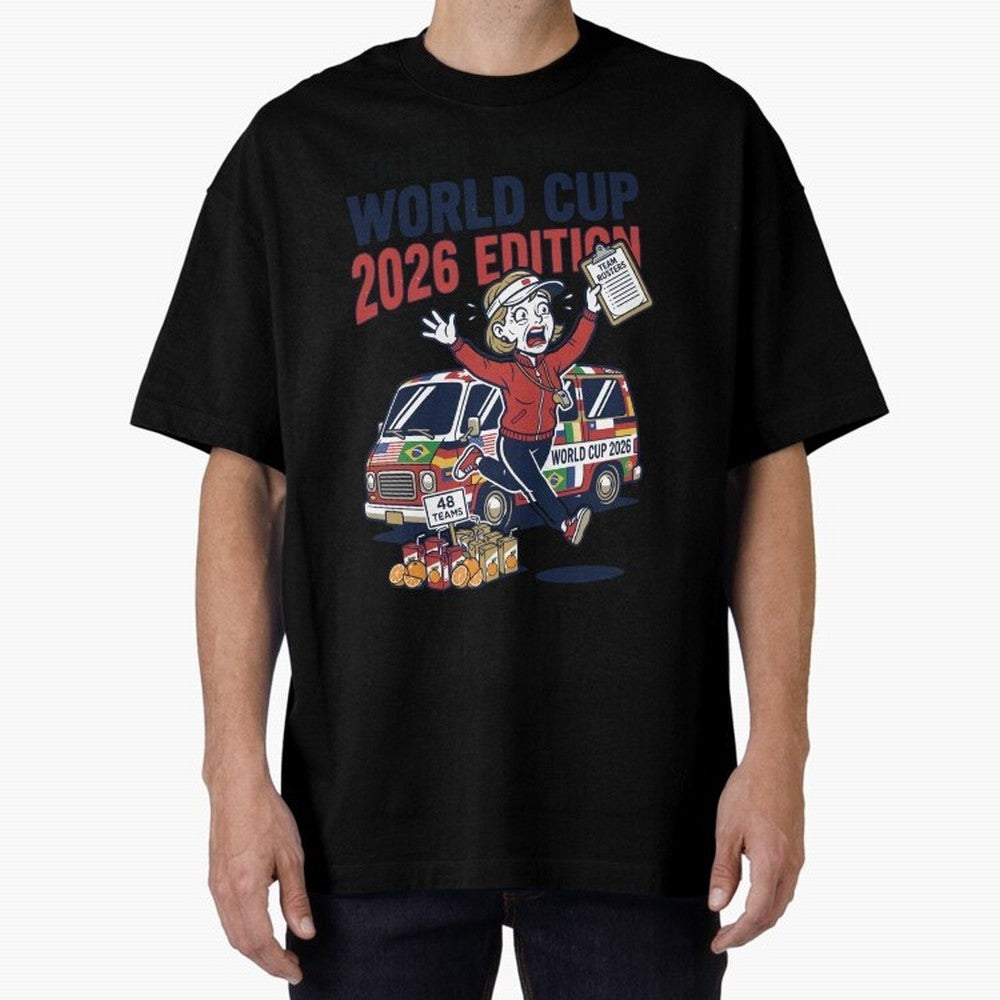 Soccer Mom ¡ª World Cup 2026 Edition V2 Oversized T-Shirt Celebrate Every Goal in the FIFA World Cup 2026 USA Canada Mexico Journey through Mbappe Highlights, England and Germany Pride, Championship Spirit, Famous Goals, Roaring Crowds and