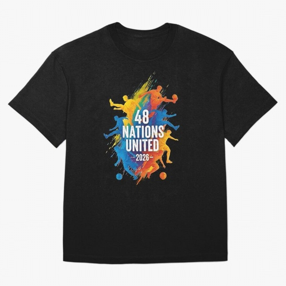 The Unity of World Football Oversized T-Shirt Share the Excitement of Match Day Hype around FIFA World Cup 2026 USA Canada Mexico, Messi, Neymar and Mbappe, Spain and Netherlands, Sports Nostalgia, International Competition, Famous Players and