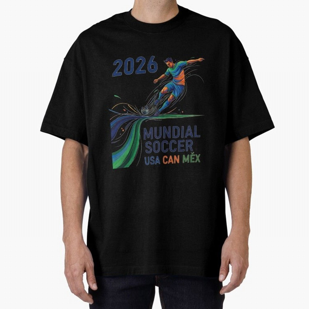 Triangular Goal Art 2026 Oversized T-Shirt Show Match Day Excitement for Global Football Passion for FIFA World Cup 2026, Connected to Messi and Cristiano Ronaldo, Spain and Netherlands, Worldwide Fan Energy, Dramatic Goals, Stadium Lights and