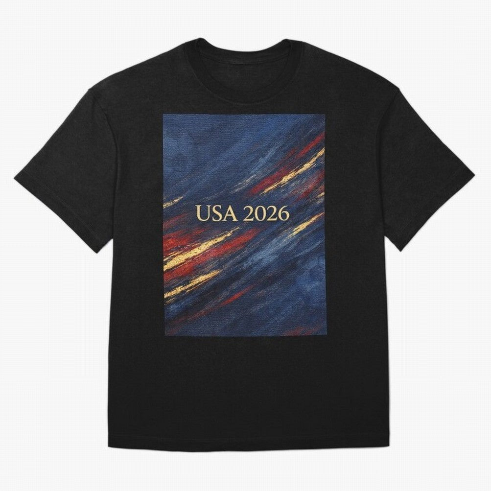 Elevated USA 2026 Soccer Oversized T-Shirt Celebrate Global Football Passion for FIFA World Cup 2026, Driven by Messi, Neymar and Mbappe, Brazil, Soccer Culture, Superstar Moments, National Team Dreams and Competitive Fire; Perfect for Supporters