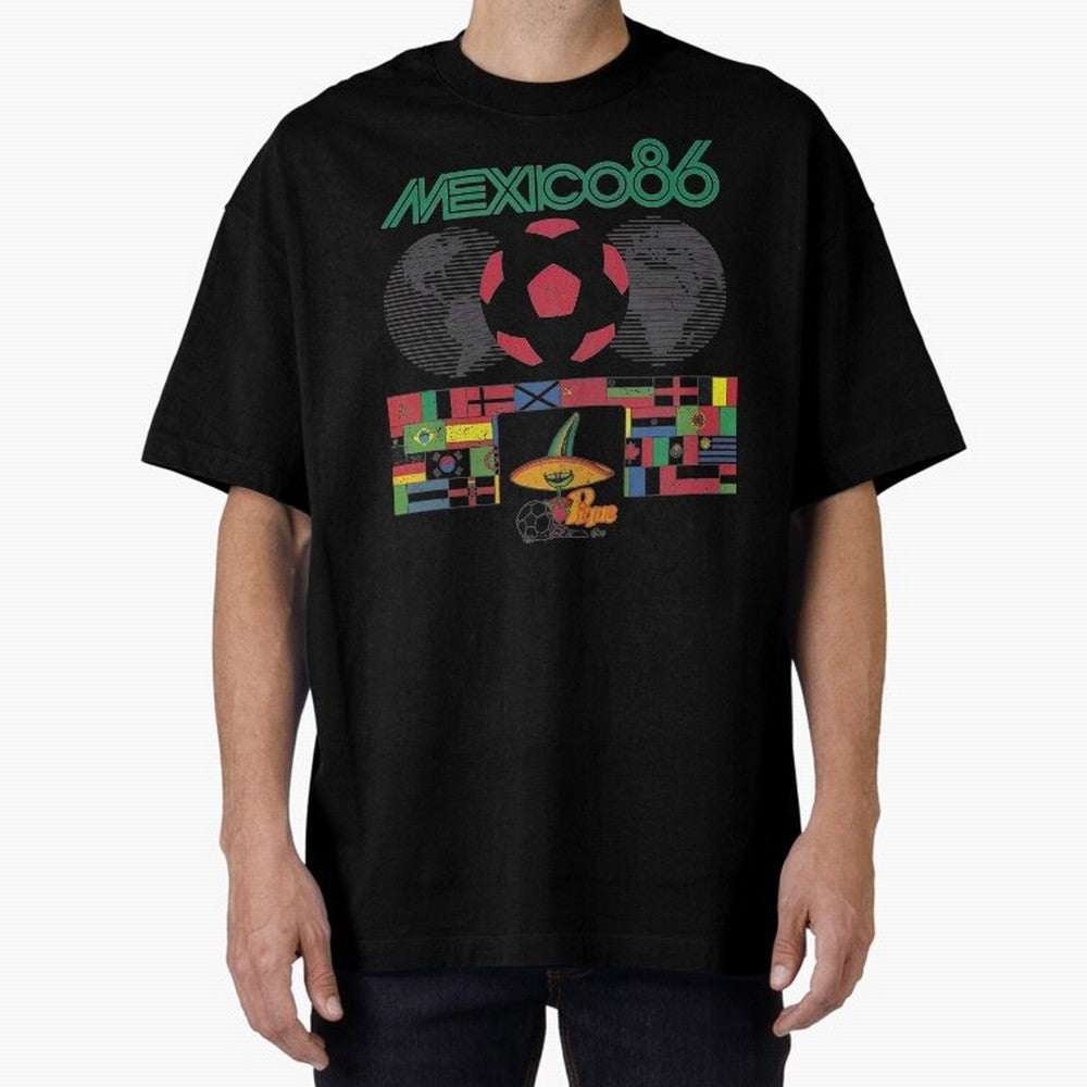 MEXICO-86-WORLD-CUP-T-SHIRT Oversized T-Shirt Bring a Vintage Feel to the FIFA World Cup 2026 Journey through Messi Highlights, Netherlands Pride, Sports Nostalgia, International Competition, Famous Players and Unforgettable Victories; Great for