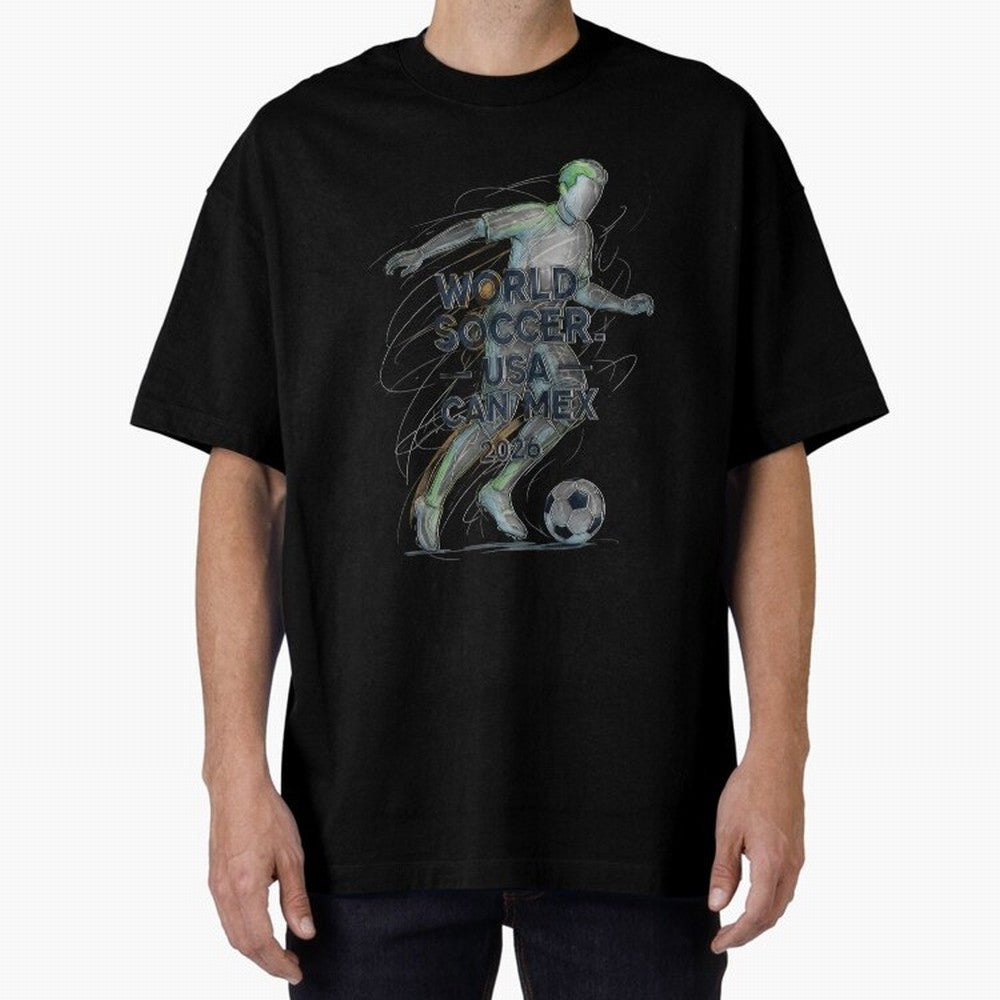 Triumphant Kick 2026 Oversized T-Shirt Support Match Day Hype around FIFA World Cup 2026 USA Canada Mexico, Cristiano Ronaldo, Haaland and CR7, France and Portugal, Champion Mindset, Group Stage Buzz, Knockout Tension and Passionate Fan Culture;