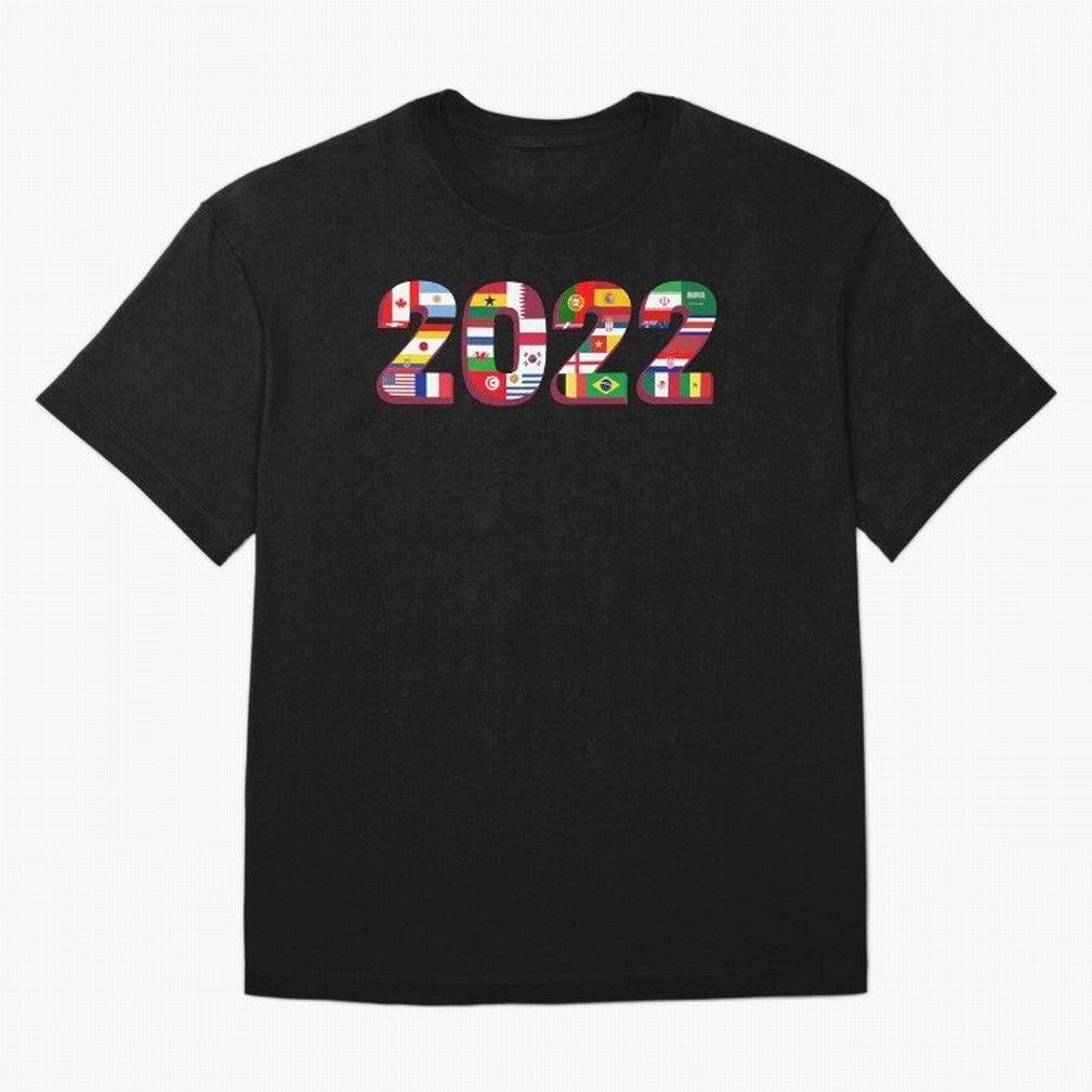 Flags of the 32 Teams that Played in Qatar in 2022 for Football Fans Oversized T-Shirt Carry FIFA World Cup 2026 Connected to Mbappe and Neymar, Portugal, Spain and Germany Energy, Sports Nostalgia, International Competition, Famous Players and