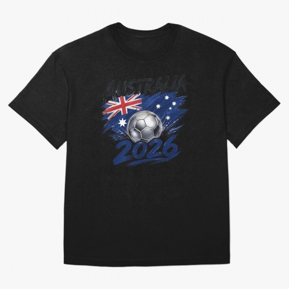 Australia Soccer 2026: Grunge Flag & Football Pride Oversized T-Shirt Support Your Favorite Stars during FIFA World Cup 2026 USA Canada Mexico for Fans of Mbappe and Brazil, Portugal and Argentina, Bringing Stadium Chants, National Pride, Trophy