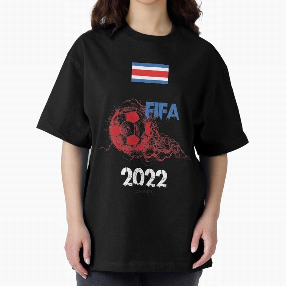 World Cup Qatar 2022 Costa Rica Oversized T-Shirt Back Your Heroes with Global Football Passion for FIFA World Cup 2026, Celebrating Neymar, Netherlands, Championship Spirit, Famous Goals, Roaring Crowds and International Football Unity; Great for
