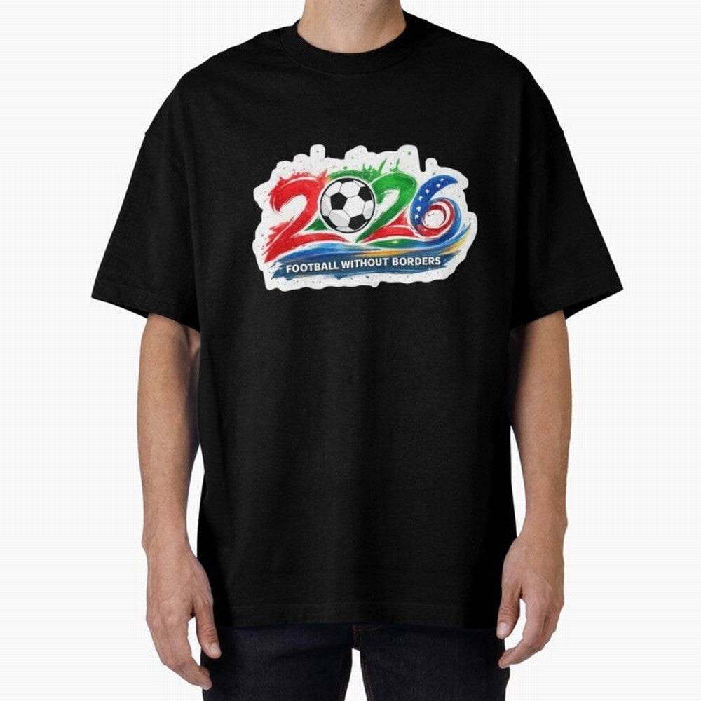 Football Without Borders 2026 Artistic Logo Oversized T-Shirt Showcase FIFA World Cup 2026 Group Stage Spirit, Featuring Netherlands, Cristiano Ronaldo, Stadium Memories, Football Loyalty, International Chants and Championship Tradition; Perfect