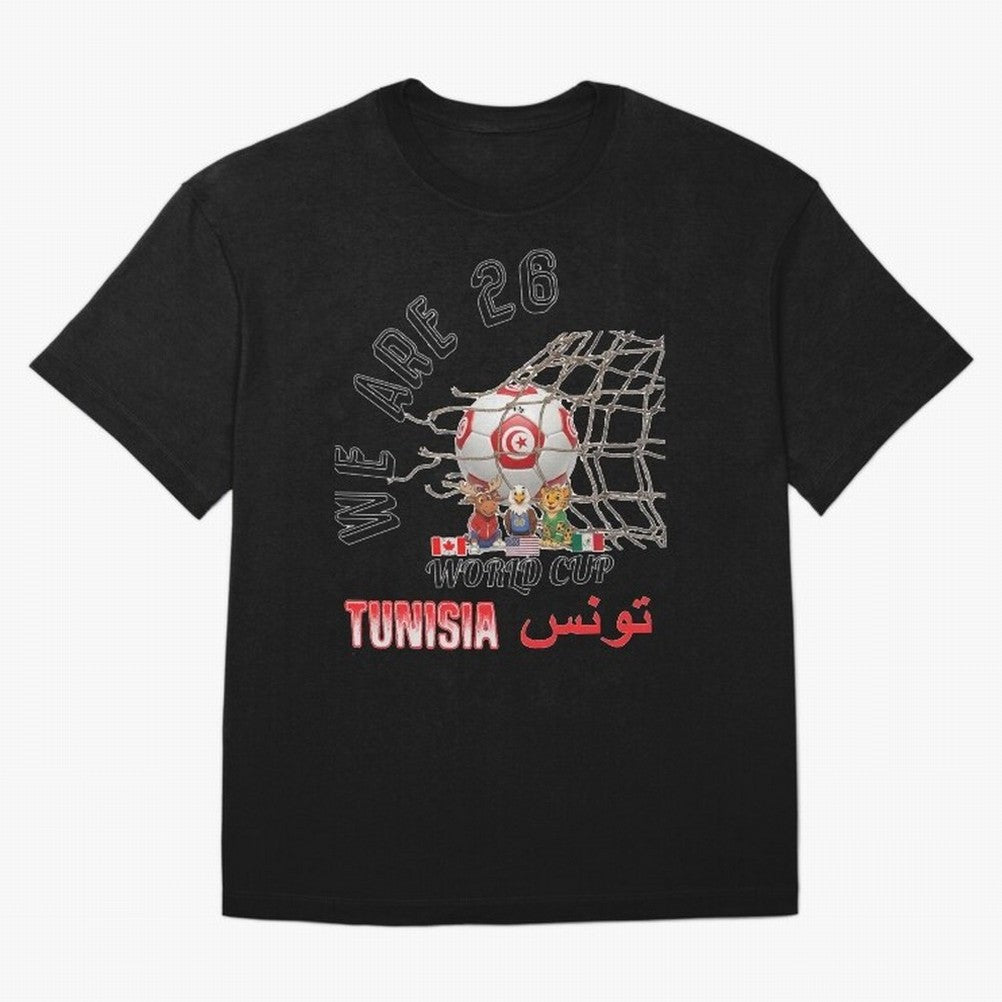 World cup 26 - Tunisia Oversized T-Shirt Carry the Colors and Pride of FIFA World Cup 2026 USA Canada Mexico Made for Mbappe and Neymar, Germany Energy, Worldwide Fan Energy, Dramatic Goals, Stadium Lights and Championship Celebrations; Perfect for