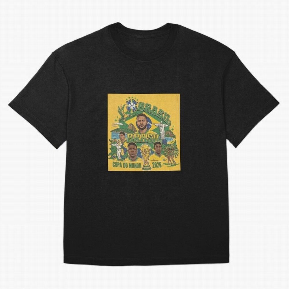 Brazil Football 2026 ¨C Retro World Cup Fan Art Oversized T-Shirt Celebrate the Biggest Stage of the FIFA World Cup 2026 USA Canada Mexico Journey through Haaland Highlights, Argentina and Brazil Pride, Championship Spirit, Famous Goals, Roaring