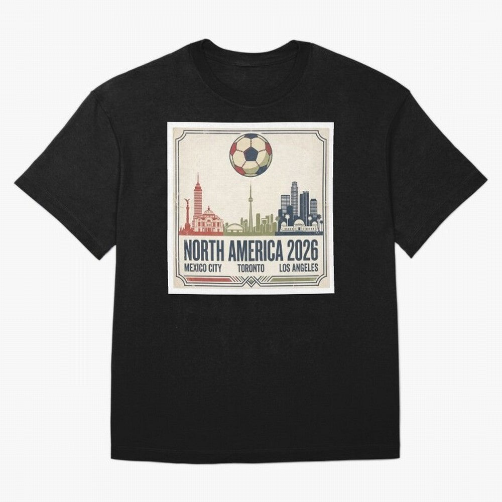 Retro North America 2026 Soccer Vintage Graphic Oversized T-Shirt Celebrate Every Goal in FIFA World Cup 2026 for Fans of Neymar, Haaland and Cristiano Ronaldo and Argentina and Brazil, Bringing Champion Mindset, Group Stage Buzz, Knockout Tension