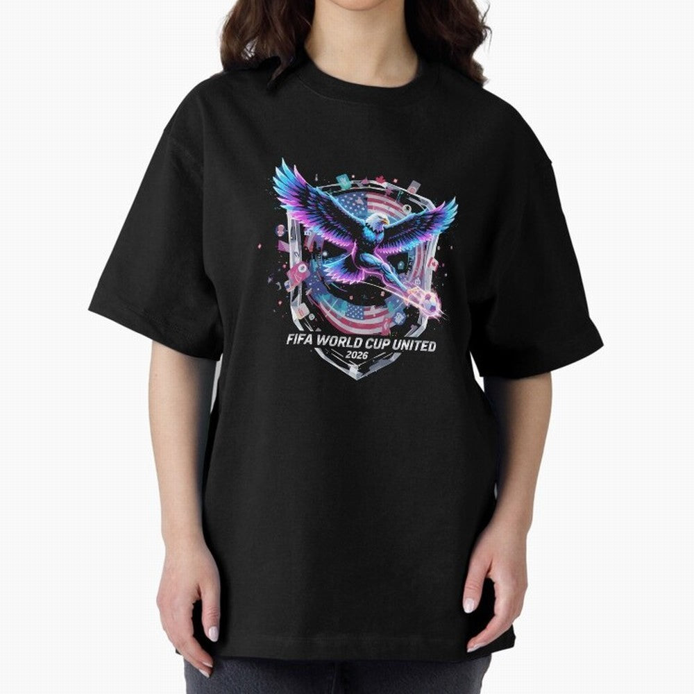 FIFA World Cup 2026 United Eagle Soccer Art T-Shirt_86867742 Oversized T-Shirt Turn Up for FIFA World Cup 2026 USA Canada Mexico with Messi, Neymar and Mbappe, Argentina and Brazil Energy, Classic Soccer Heritage, Championship Pressure, Fan Loyalty