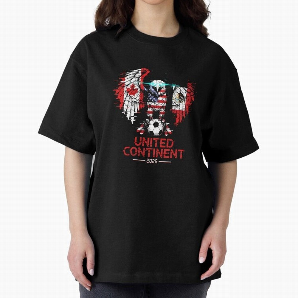Glitched North America Eagle World Cup Soccer 2026 T-Shirt_83958408 Oversized T-Shirt Show Support during FIFA World Cup 2026 for Fans of Cristiano Ronaldo and England, France and Netherlands, Bringing Football Passion, Legendary Performances,