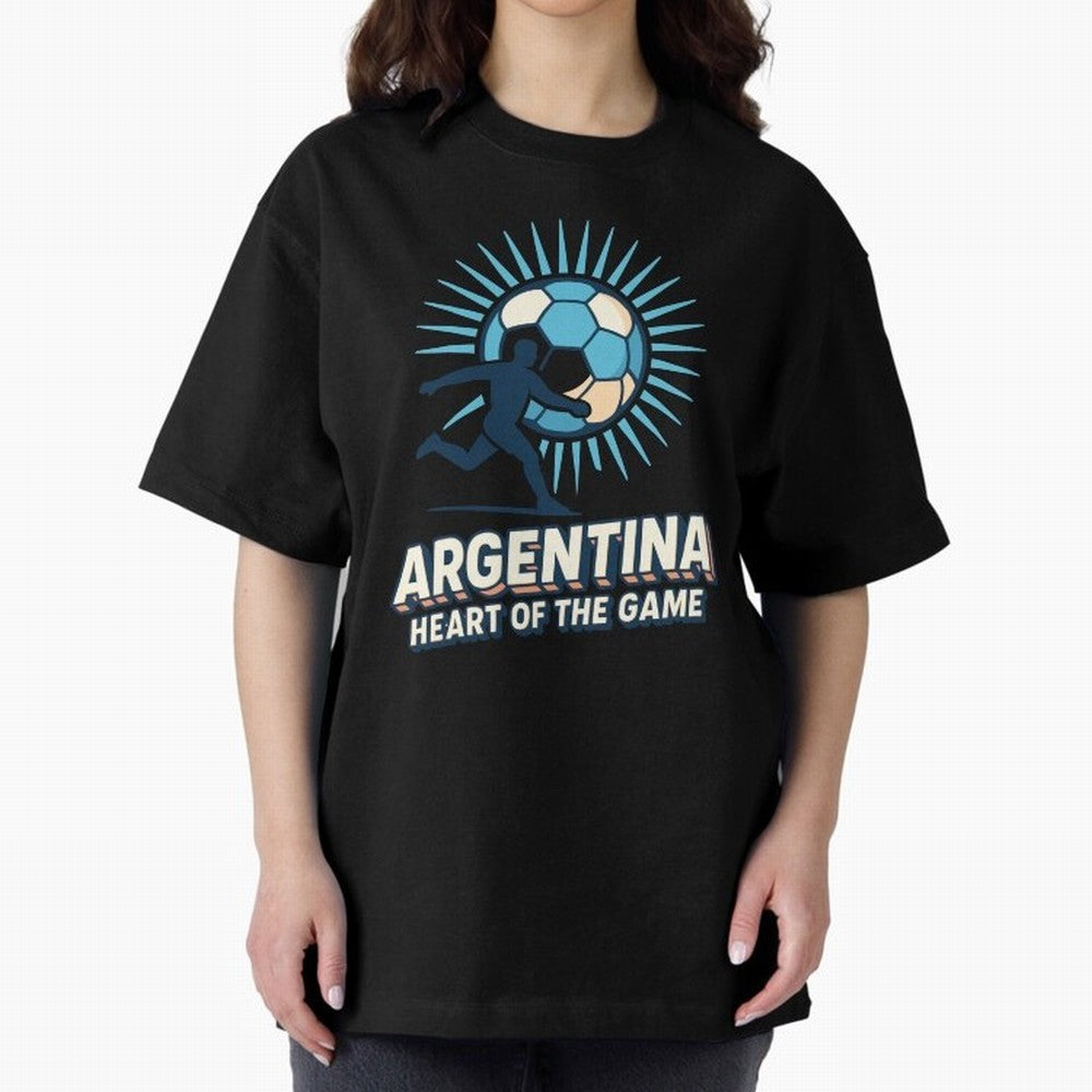 Argentina Heart of the Game ¨C Retro Soccer Fan Design Oversized T-Shirt Make Game Day About the FIFA World Cup 2026 Journey through Cristiano Ronaldo, Haaland and CR7 Highlights, England, France and Netherlands Pride, Champion Mindset, Group Stage