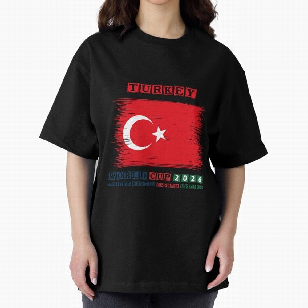 TURKEY WORLD CUP 2026 Oversized T-Shirt Capture Stadium Memories from FIFA World Cup 2026 Featuring Mbappe, Germany Energy, Stadium Chants, National Pride, Trophy Dreams and Unforgettable Football Memories; Perfect for Supporters Who Want Bold