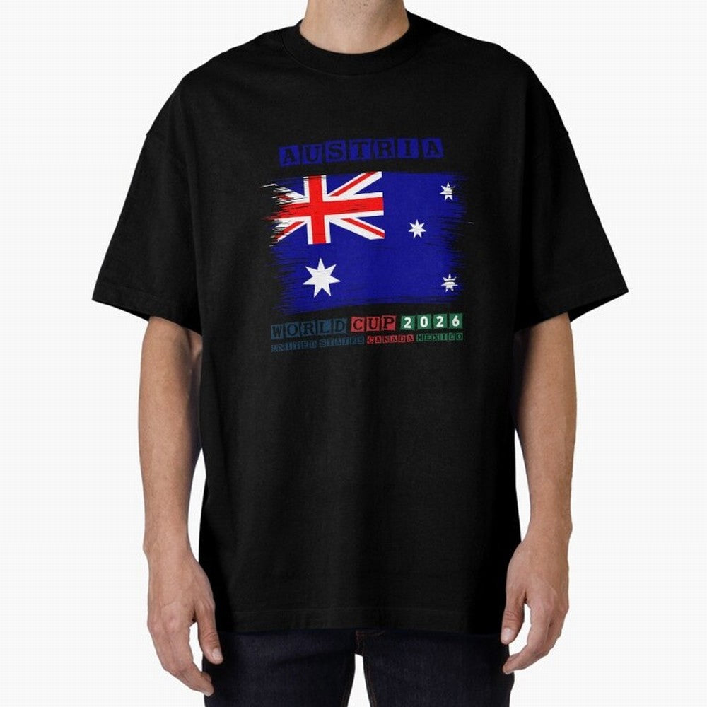 AUSTRIA WORLD CUP 2026 Oversized T-Shirt Bring Home FIFA World Cup 2026 for Fans of Cristiano Ronaldo, Haaland and CR7 and France and Portugal, Bringing Retro Football Energy, Iconic Rivalries, Trophy Chase Drama and Stadium Atmosphere; Ideal for