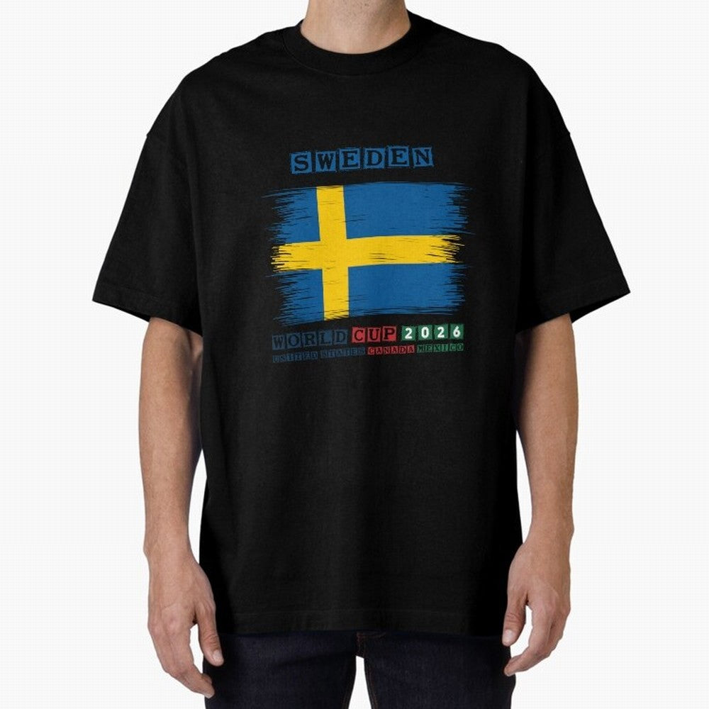 SWEDEN WORLD CUP 2026 Oversized T-Shirt Bring a Champion Mindset to Global Football Passion for FIFA World Cup 2026 Group Stage, with Messi, Neymar and Mbappe, Portugal, Spain and Germany, Fan Favorite Moments, National Team Passion, Big Match