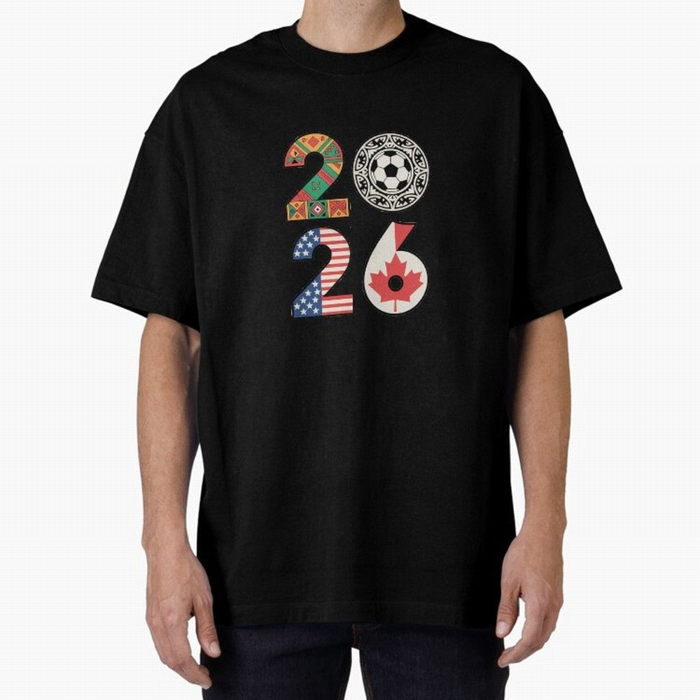 2026 Football Countries Design ¨C USA, Canada & Mexico Inspired Art Oversized T-Shirt Relive Legendary Nights from FIFA World Cup 2026 Group Stage for Fans of CR7 and Messi and Spain and Netherlands, Bringing Sports Nostalgia, International