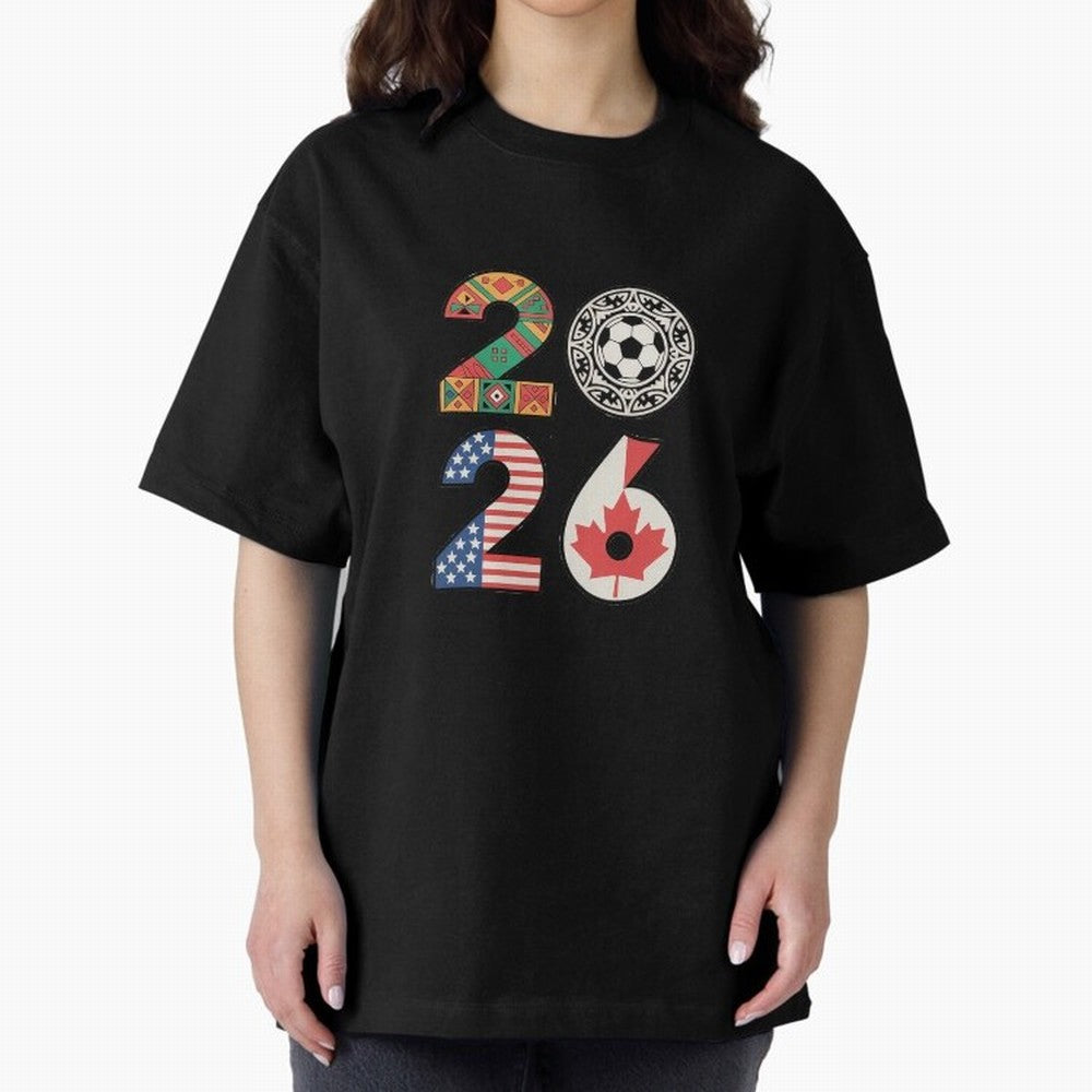 2026 Football Countries Design ¨C USA, Canada & Mexico Inspired Art Oversized T-Shirt Relive Legendary Nights from FIFA World Cup 2026 Group Stage for Fans of CR7 and Messi and Spain and Netherlands, Bringing Sports Nostalgia, International