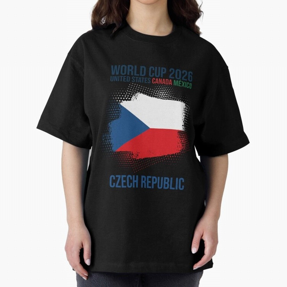 Czech Republic WORLD CUP 2026 Oversized T-Shirt Capture Global Football Passion for FIFA World Cup 2026, Centered on Mbappe and Neymar, France and Portugal, Stadium Memories, Football Loyalty, International Chants and Championship Tradition; Great