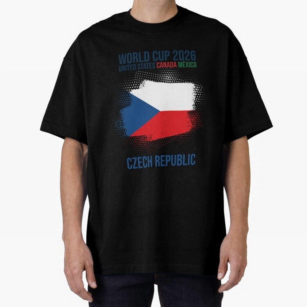 Czech Republic WORLD CUP 2026 Oversized T-Shirt Capture Global Football Passion for FIFA World Cup 2026, Centered on Mbappe and Neymar, France and Portugal, Stadium Memories, Football Loyalty, International Chants and Championship Tradition; Great