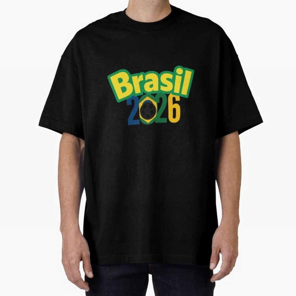 Brasil 2026 Football Mission - Road to Next World Cup T-Shirt Oversized T-Shirt Mark the FIFA World Cup 2026 USA Canada Mexico Journey through Mbappe Highlights, Portugal Pride, Stadium Chants, National Pride, Trophy Dreams and Unforgettable