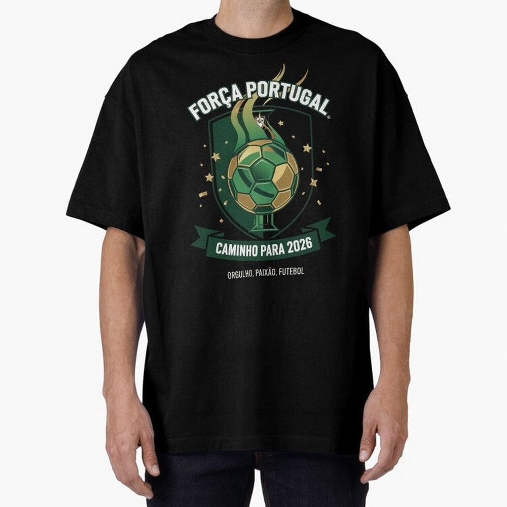 Portugal World Cup 2026 Fan Art Oversized T-Shirt Bring the FIFA World Cup 2026 Group Stage Journey through Mbappe Highlights, Spain Pride, Football Festival Excitement, Trophy Ambitions, Country Rivalries and Star Player Buzz; Created for Match