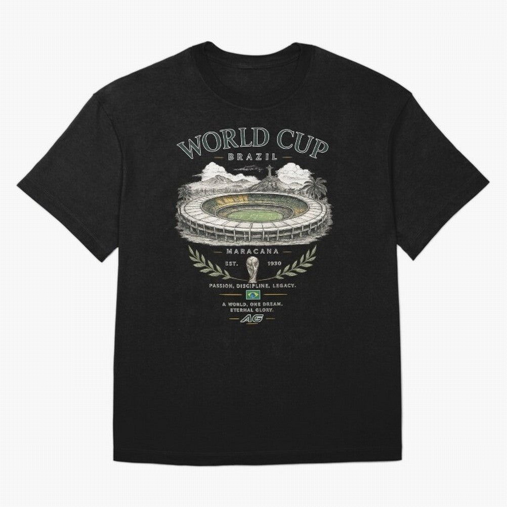 Brazil World Cup Maracana Streetwear Oversized T-Shirt Support the Legends of FIFA World Cup 2026 USA Canada Mexico for Fans of Mbappe and Neymar and Spain, Bringing Football History, Final Match Energy, Crowd Noise and Once in a Lifetime Moments;