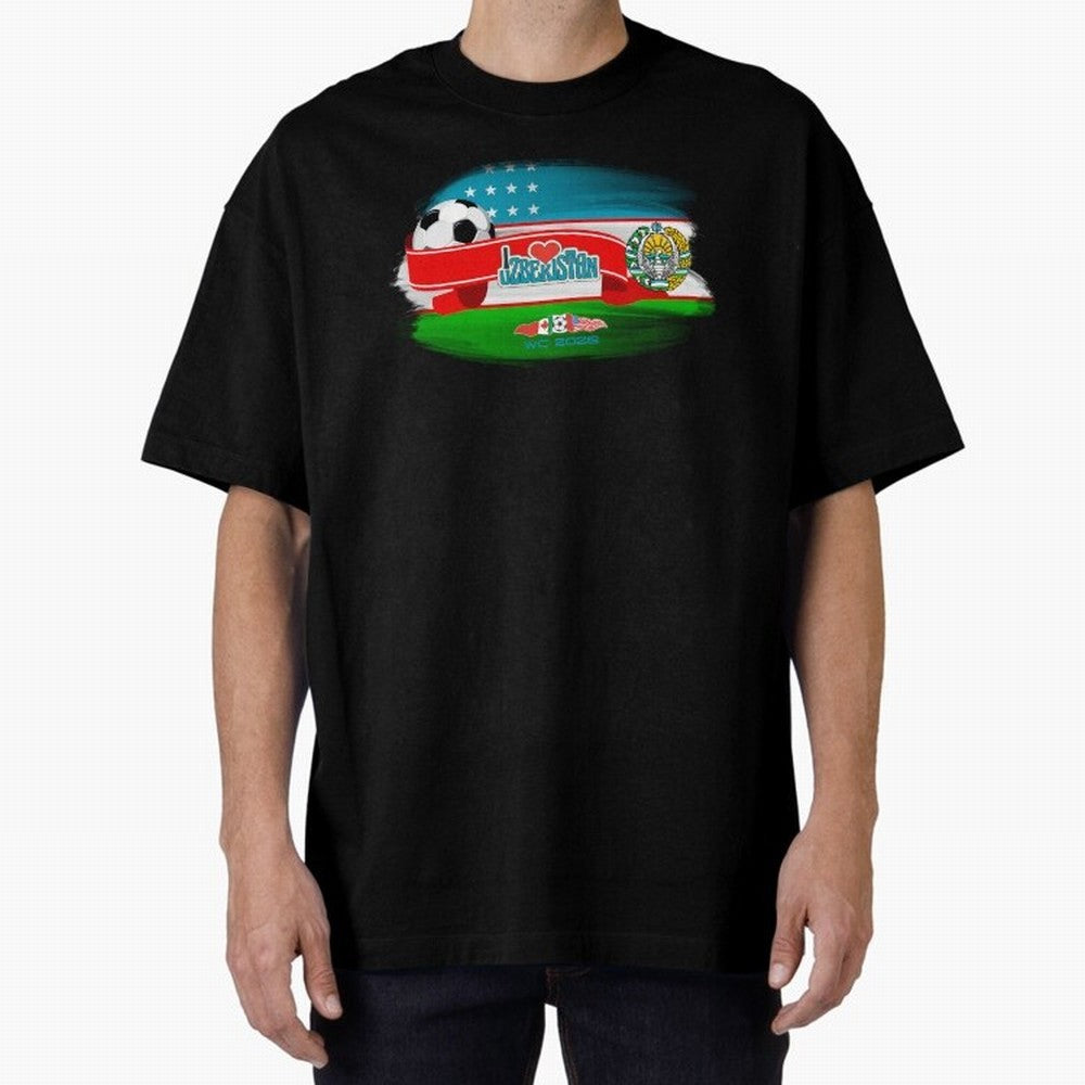 UzbekistanWC 2026 Oversized T-Shirt Carry the Dream of FIFA World Cup 2026 Group Stage Centered on CR7 and Messi, France and Portugal Energy, Fan Favorite Moments, National Team Passion, Big Match Drama and Soccer History; Great for Supporters Who