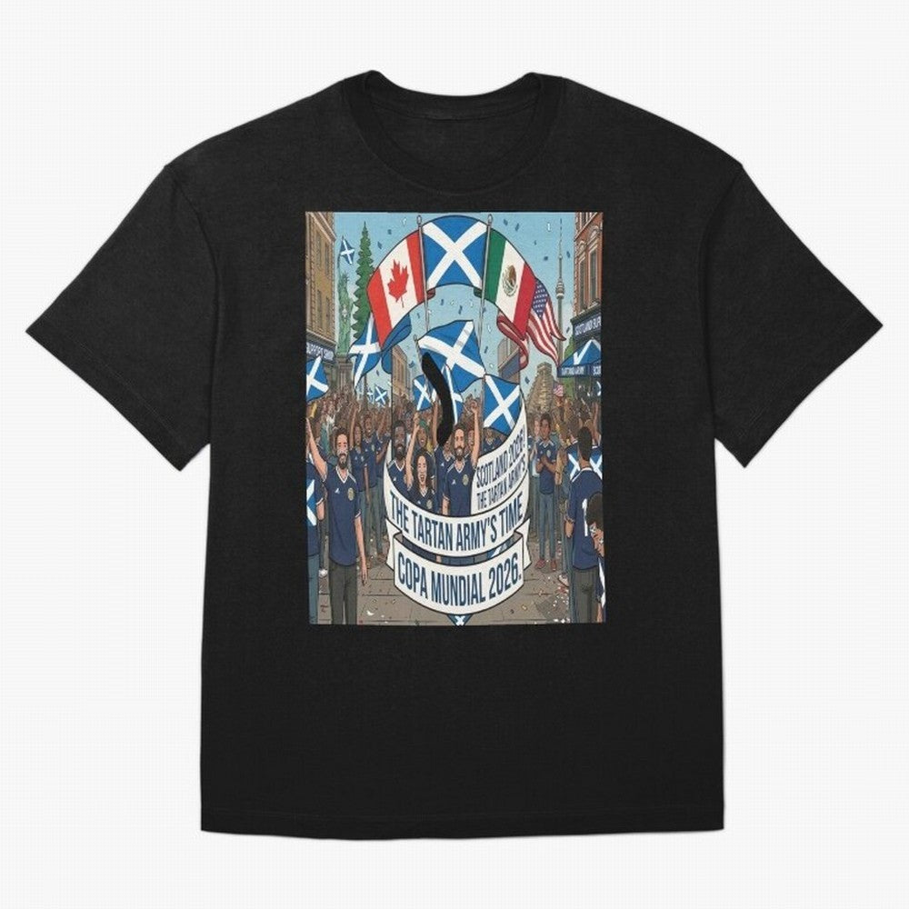Scotland World Cup 2026 Oversized T-Shirt Turn Football Passion into Global Football Passion for FIFA World Cup 2026, Capturing Messi, CR7 and Mbappe, France and Portugal, Retro Football Energy, Iconic Rivalries, Trophy Chase Drama and Stadium