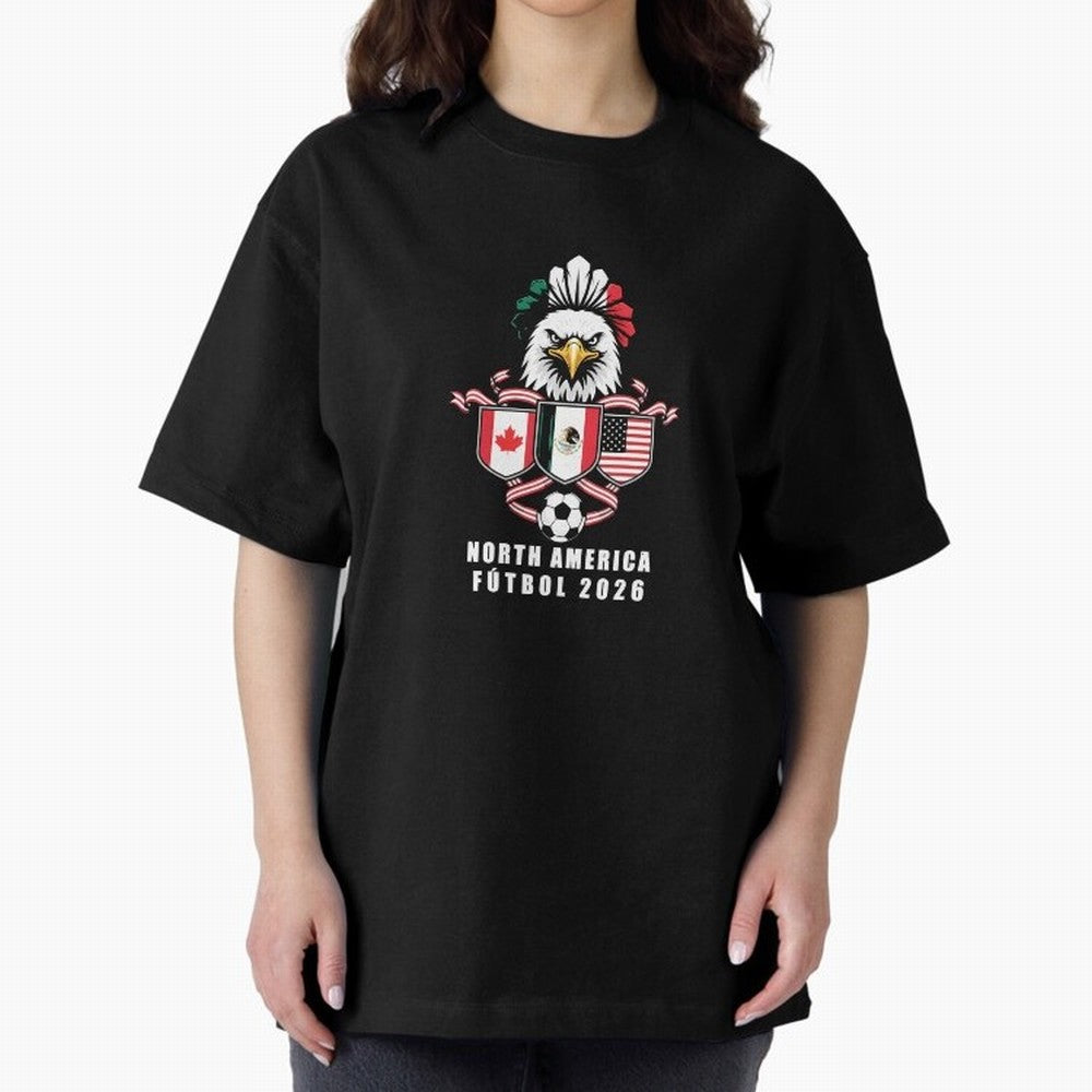 North America Football Spirit 2026 T-Shirt_82768088 Oversized T-Shirt Celebrate Global Passion for Match Day Hype around FIFA World Cup 2026 USA Canada Mexico, Messi and Cristiano Ronaldo, Brazil, Stadium Memories, Football Loyalty, International