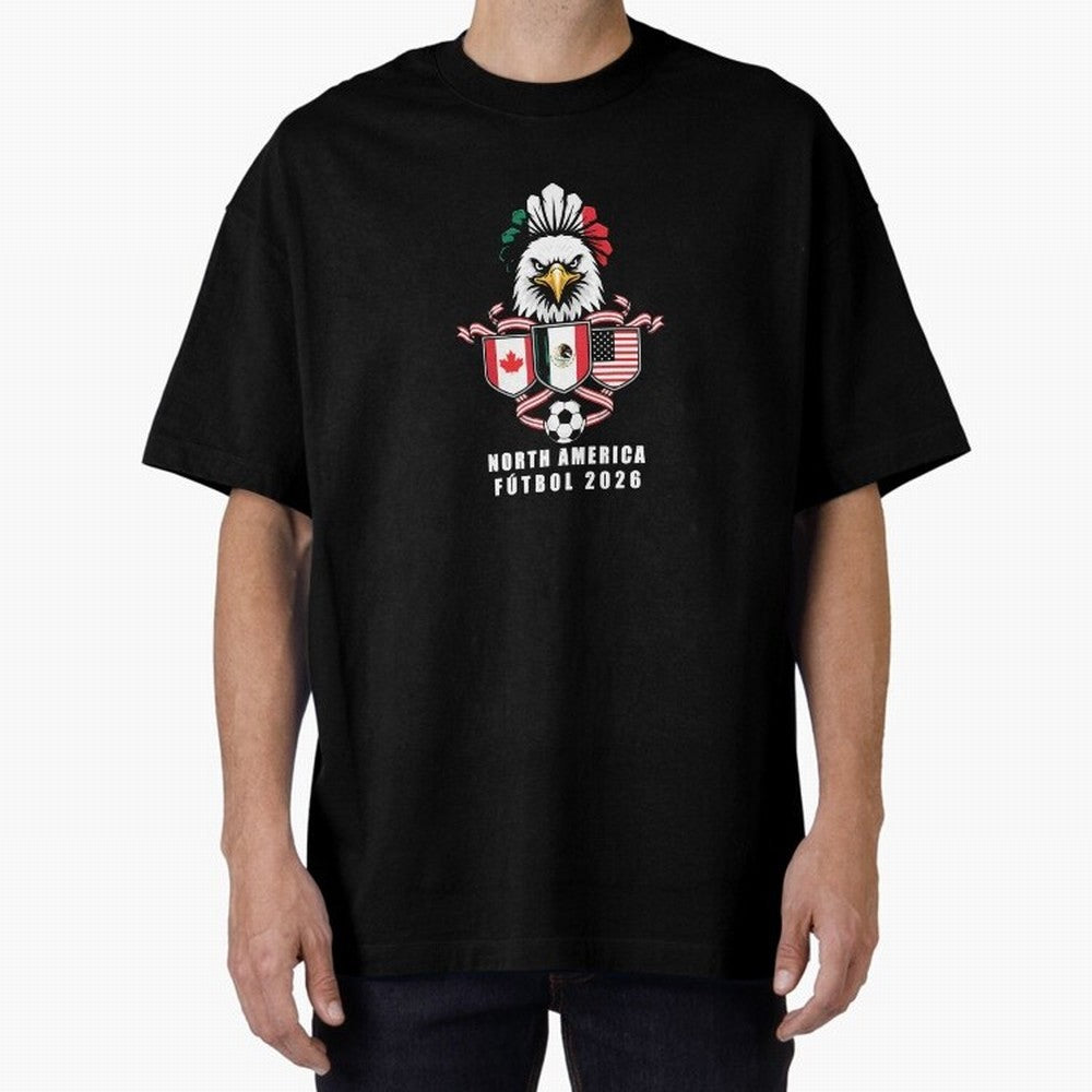 North America Football Spirit 2026 T-Shirt_82768088 Oversized T-Shirt Celebrate Global Passion for Match Day Hype around FIFA World Cup 2026 USA Canada Mexico, Messi and Cristiano Ronaldo, Brazil, Stadium Memories, Football Loyalty, International