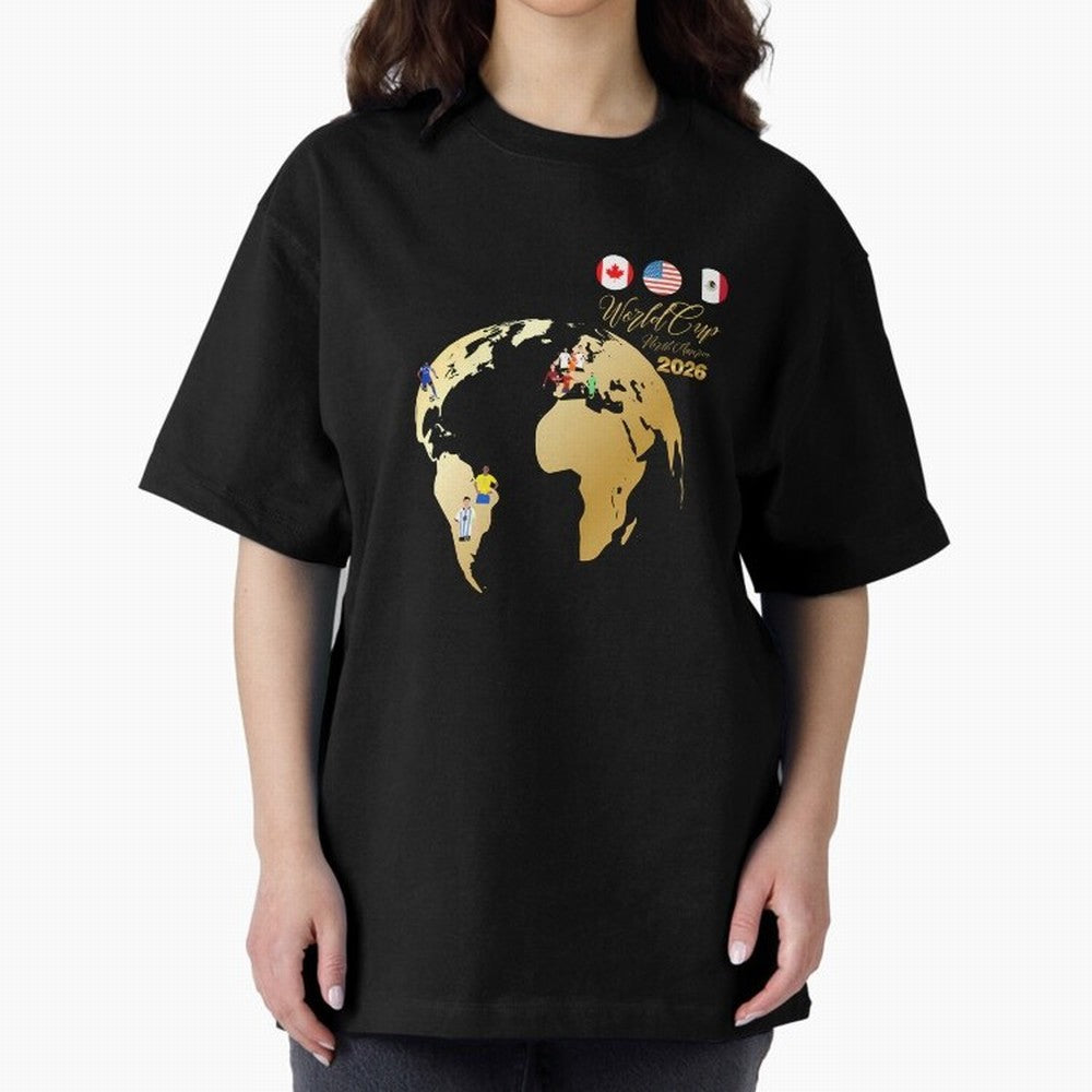 World Cup 2026 T-Shirt_70890629 Oversized T-Shirt Bring FIFA World Cup 2026 USA Canada Mexico for Fans of CR7 and Messi and Argentina, Bringing Championship Spirit, Famous Goals, Roaring Crowds and International Football Unity; Created for Match
